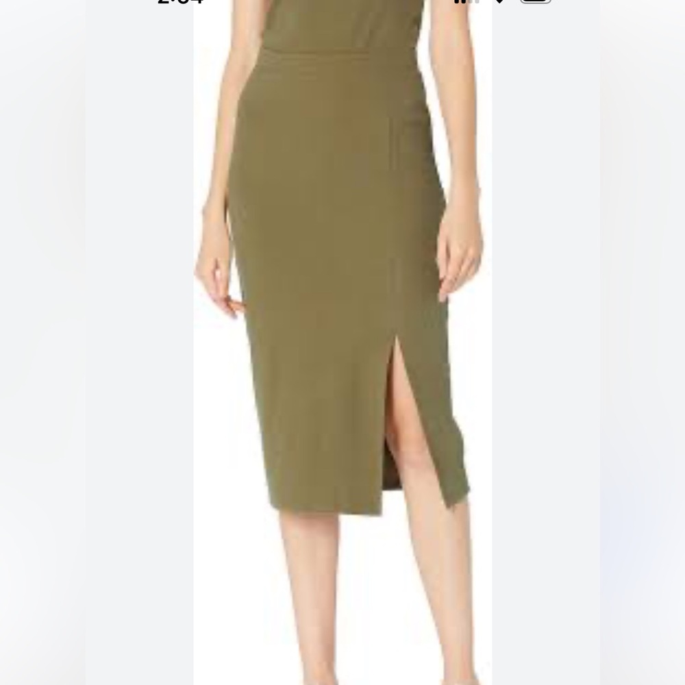 H7โ NWT Loft Olive Green Midi Skirt Front Slit